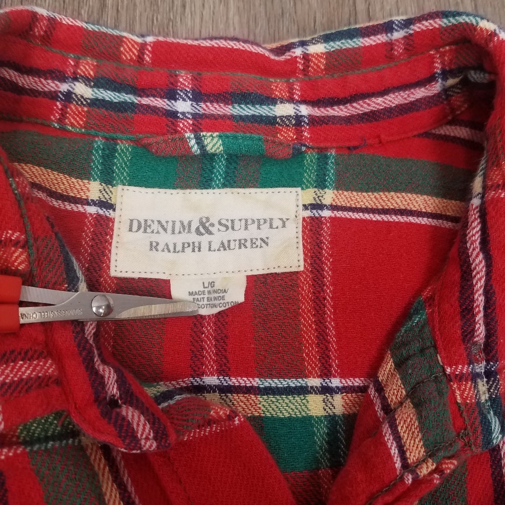 Denim & Supply‎ Lg red and green plaid button up